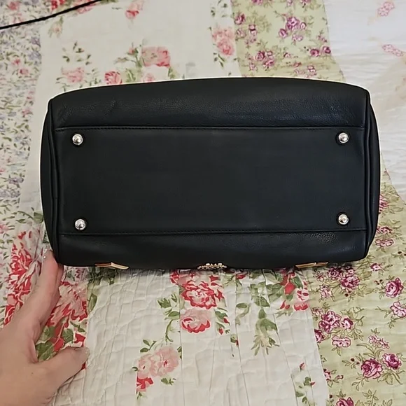 MCM Refurbished Matte Black Leather Boston Bag - Picture 5 of 11